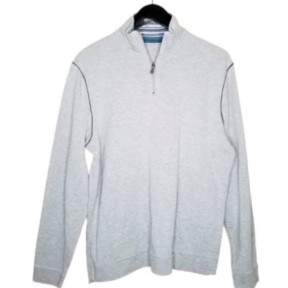 Perry Ellis Grey Quarter Zip Pullover Sweater - Picture 1 of 4